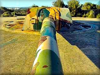 The cannons of the old Llucalari Military Battery base, now abandoned and in the process of deterioration, once contained large-scale artillery pieces.